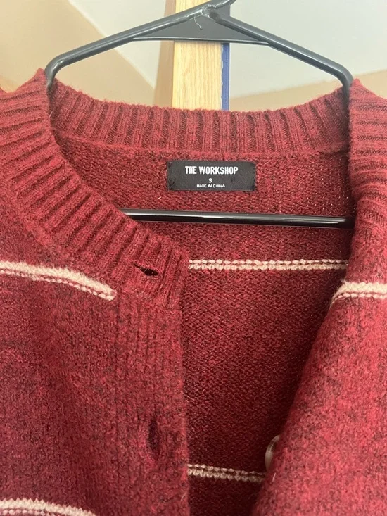 Workshop Republic Clothing Burgundy Striped Button-Up Cardigan - Picture 3 of 4